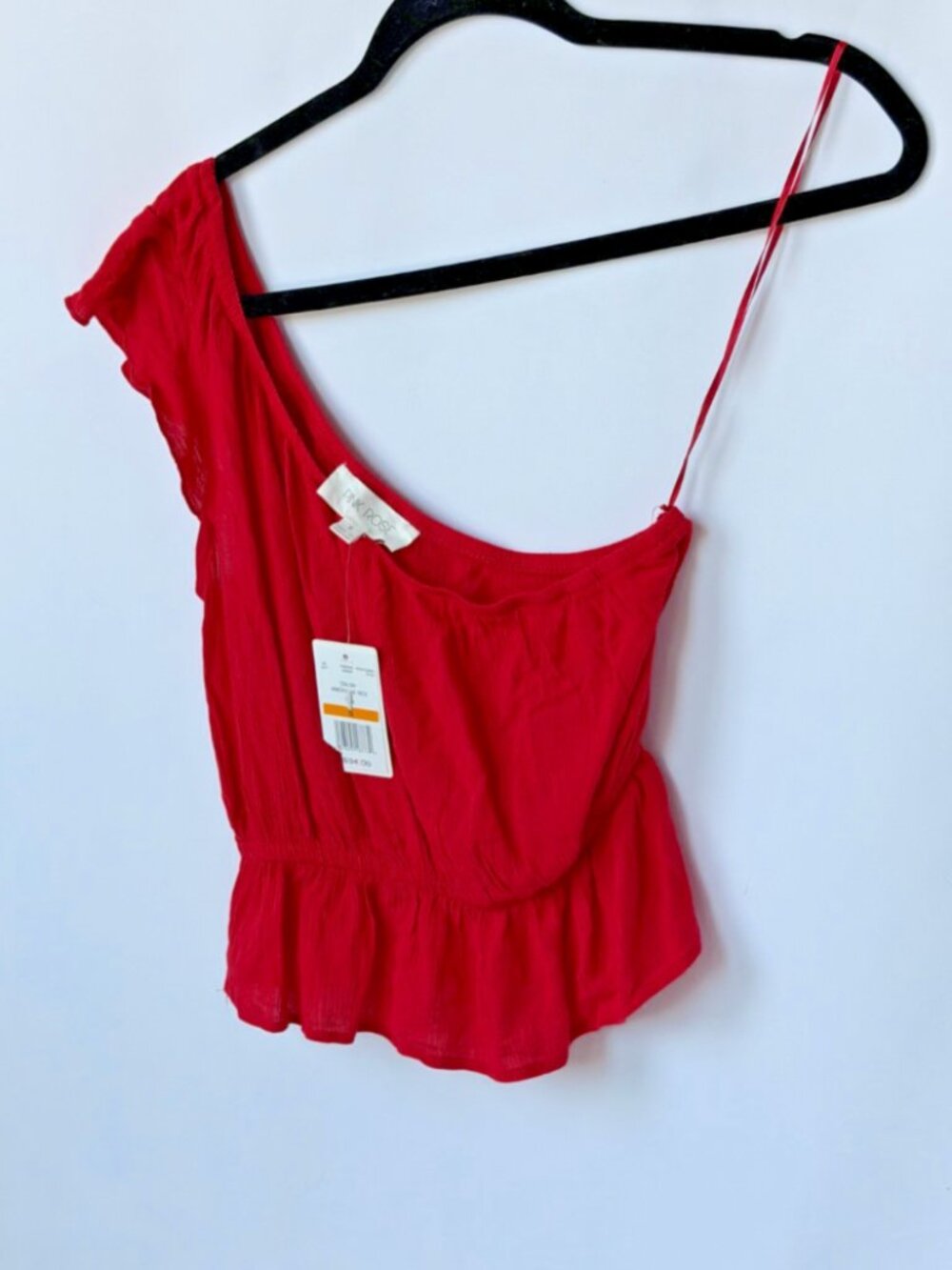 Pink Rose One Shoulder Red Ruffle Crop Top NWT Women’s Size Small Summer